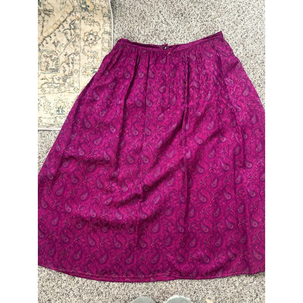 Vintage 90s Levante 100% Silk Paisley Midi Skirt Women's Size 12 - Picture 4 of 8